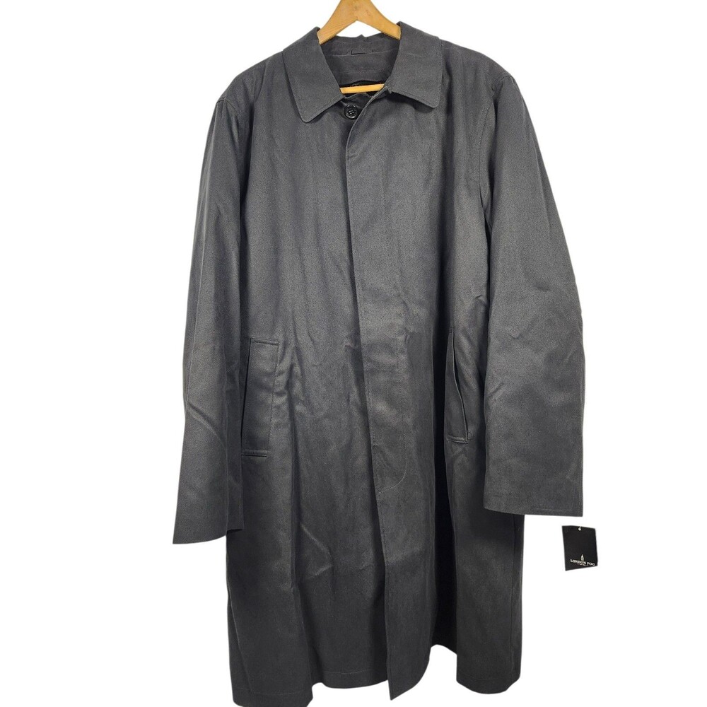 LONDON FOG Men's Durham Rain Coat W/Zip Out Liner Size 46L Black NWT